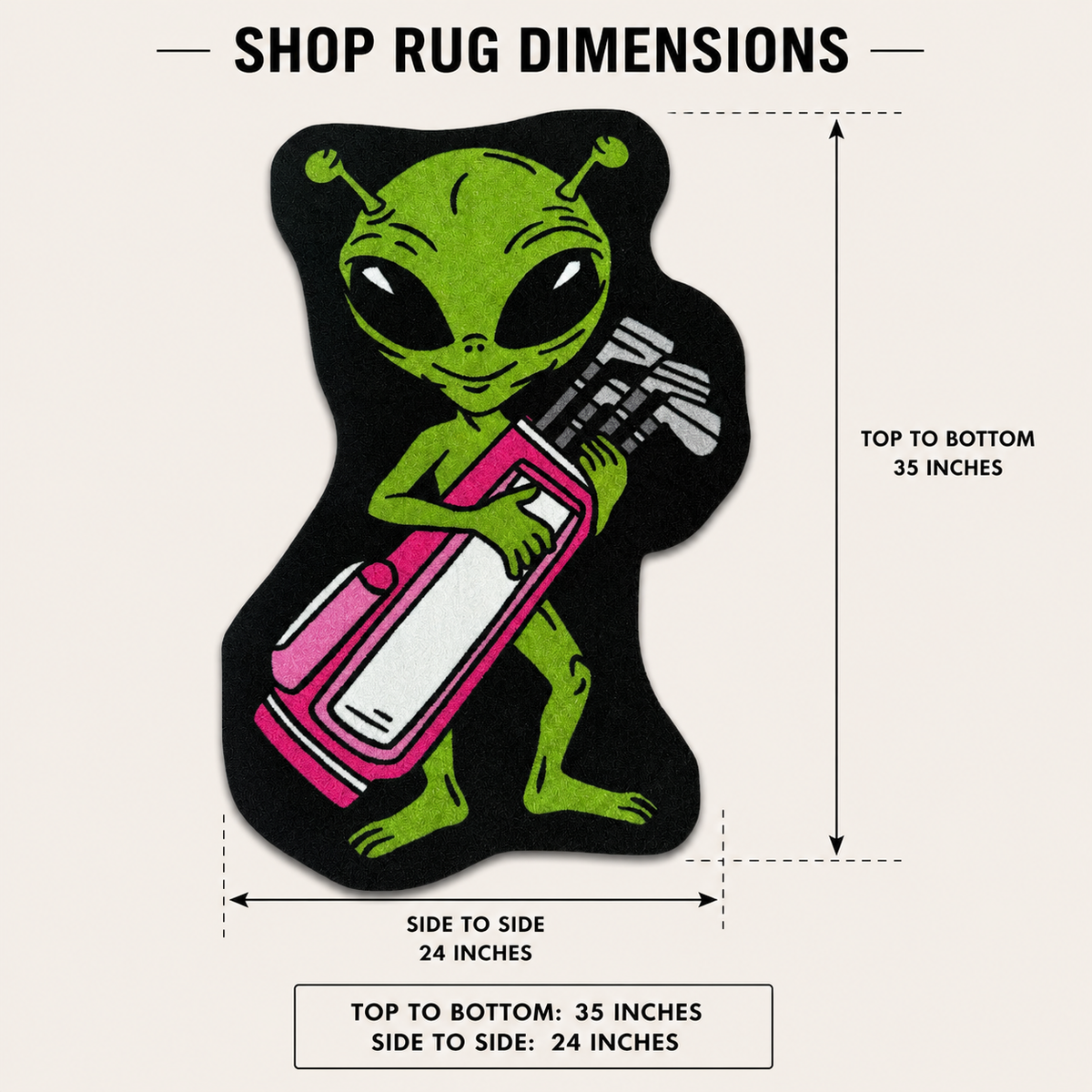 Alien Caddy | Golf Shop Mat Rug | Golf Accessory