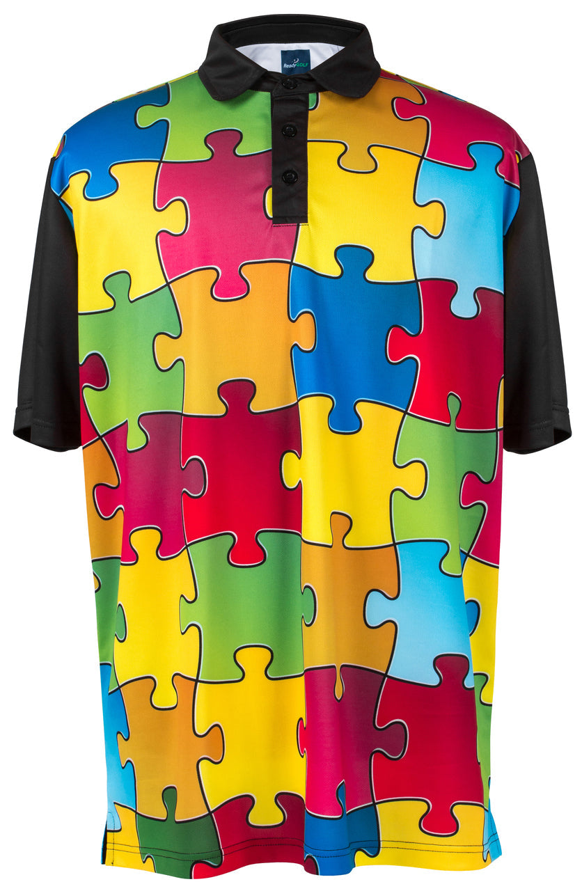 Puzzled Mens Golf Polo Shirt by ReadyGOLF