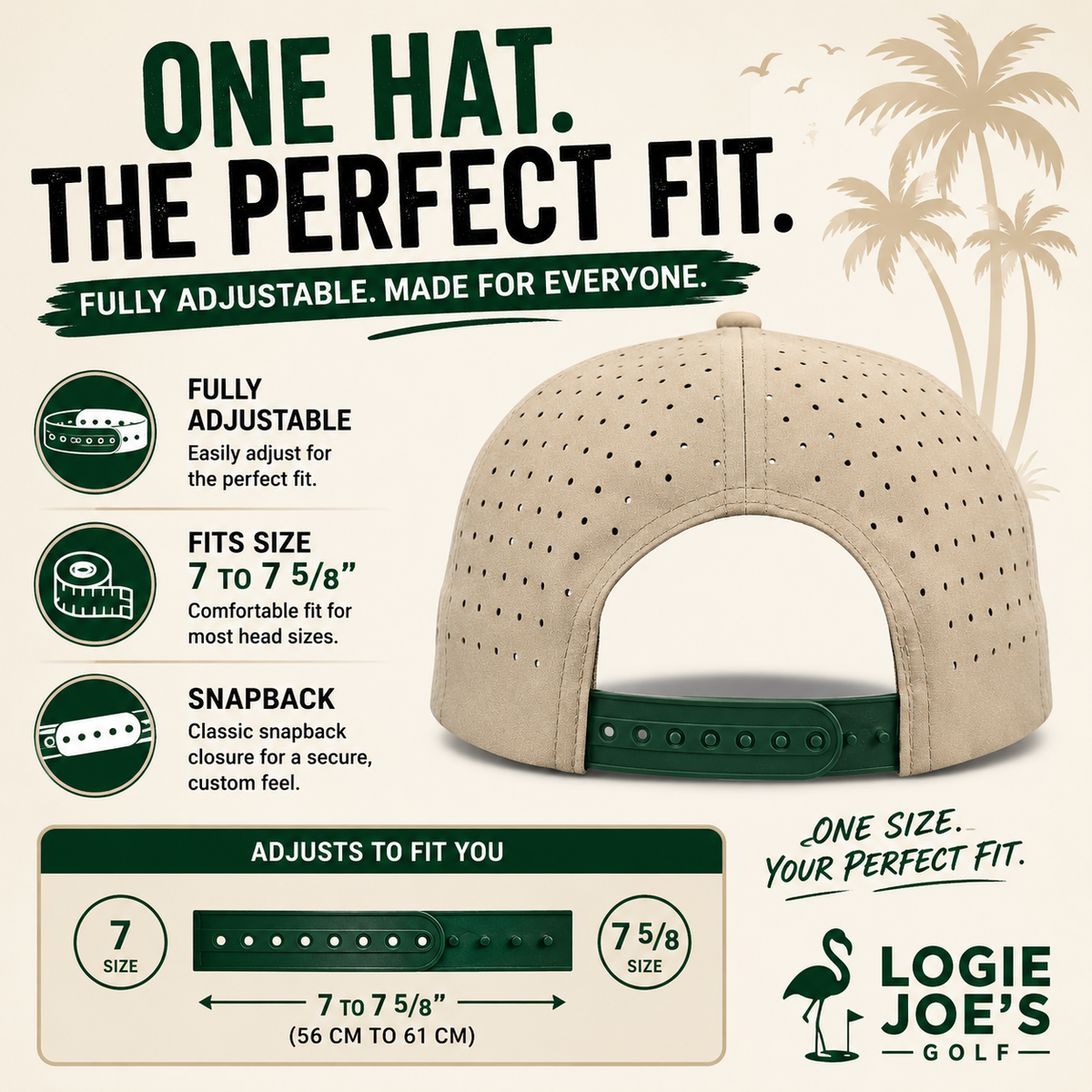 Longhorn Golf Hat | Snapback Cap | Built-in Magnetic Ball Marker Holder + Marker Included | Adjustable Tan Bull Skull
