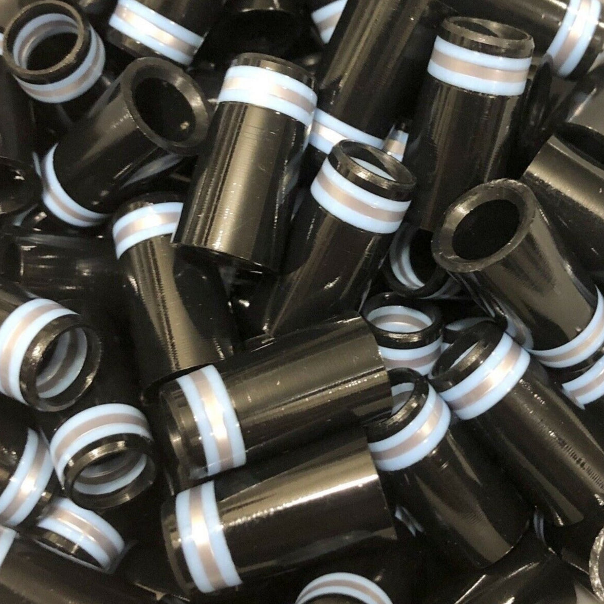 Premium Quality Iron Ferrules Black w/ Baby Blue & Silver Rings 1”