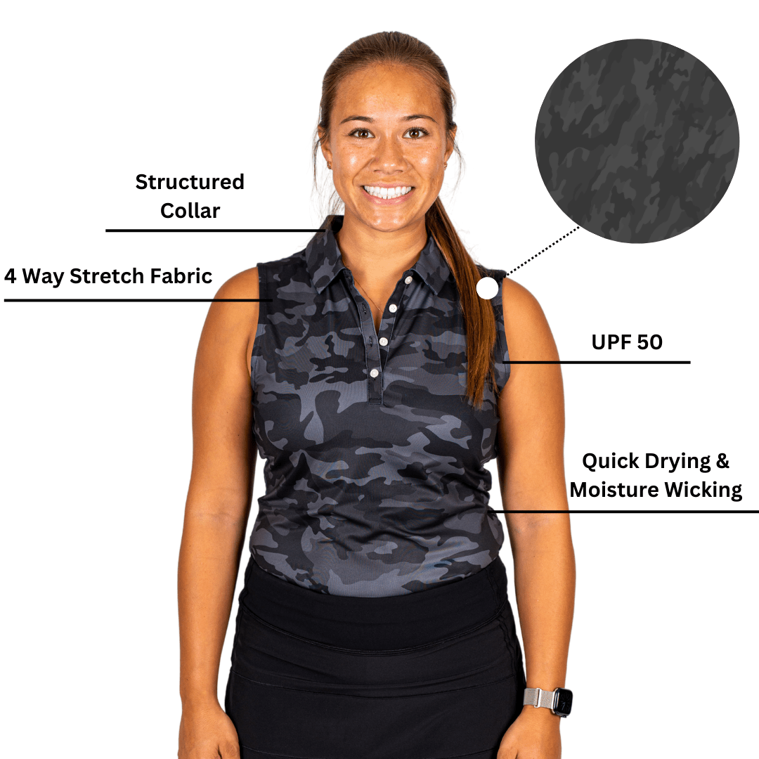 Black Camo Women's Polo (Sleeveless)