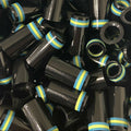 Premium Quality Iron Ferrules Black w/ Baby Blue & Yellow Rings 1”