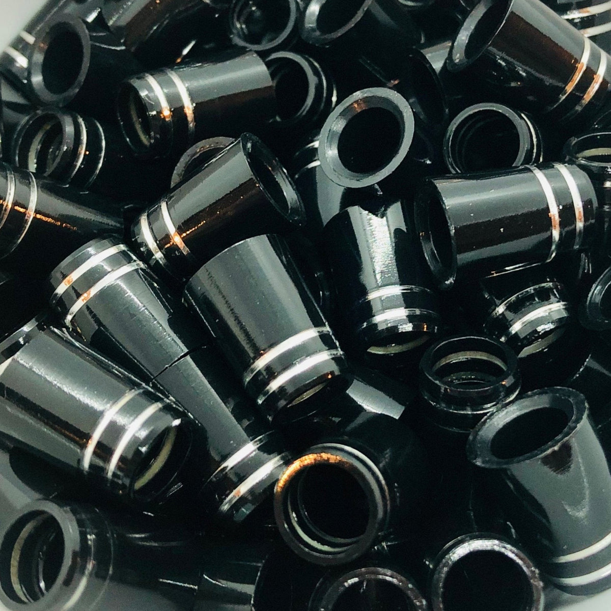 Iron Ferrules - Black w/ Double Silver Ring - 0.75"