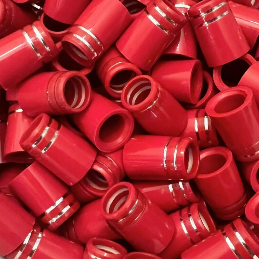 Premium Quality Iron Ferrules Red w/ Double Silver Ring - 0.75" - Choose .355 or .370