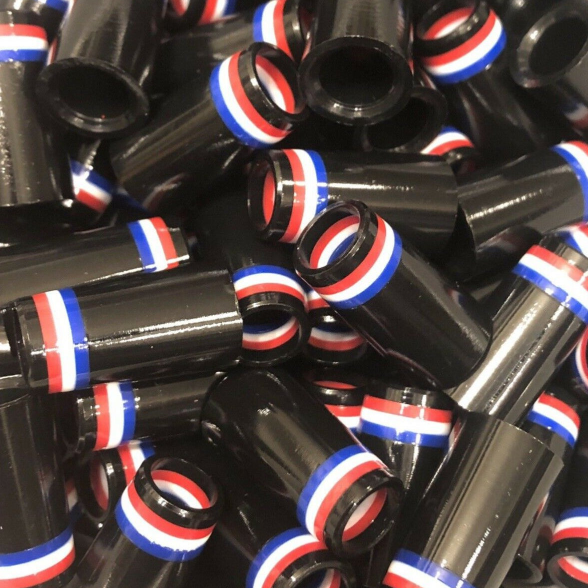 Premium Quality Iron Ferrules USA Black w/ Red, White & Blue Rings 1”